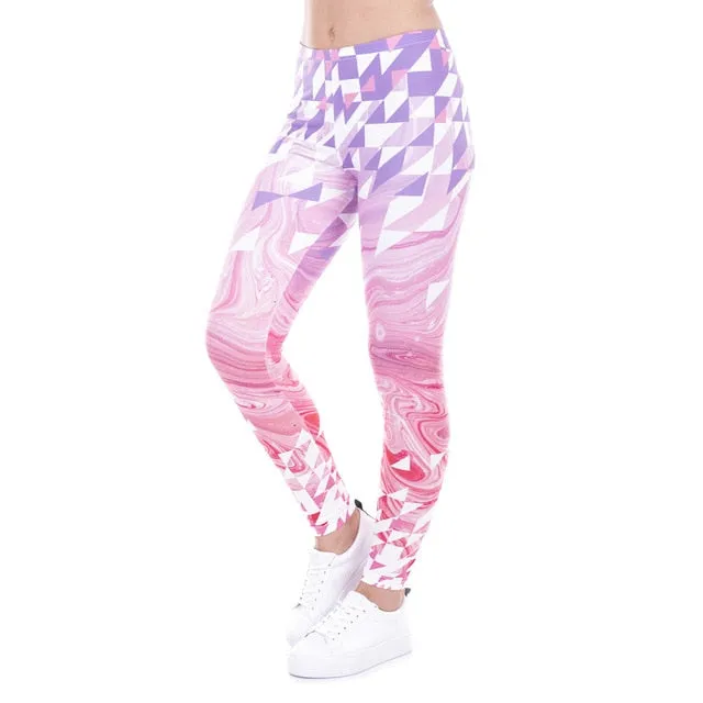 High waist Leggings - Simple geometry pink