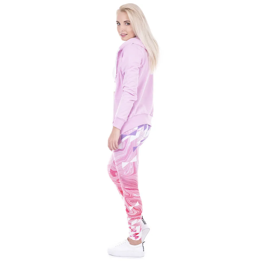 High waist Leggings - Simple geometry pink