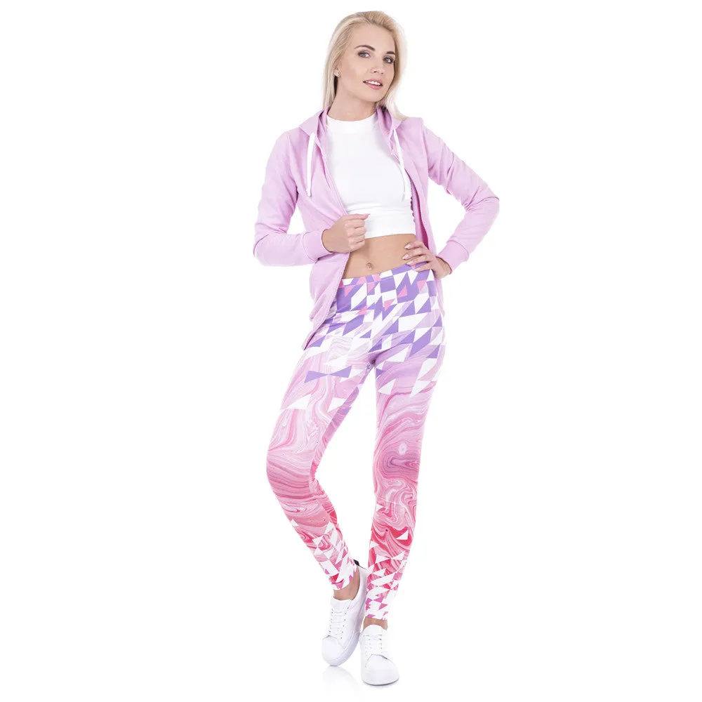 High waist Leggings - Simple geometry pink