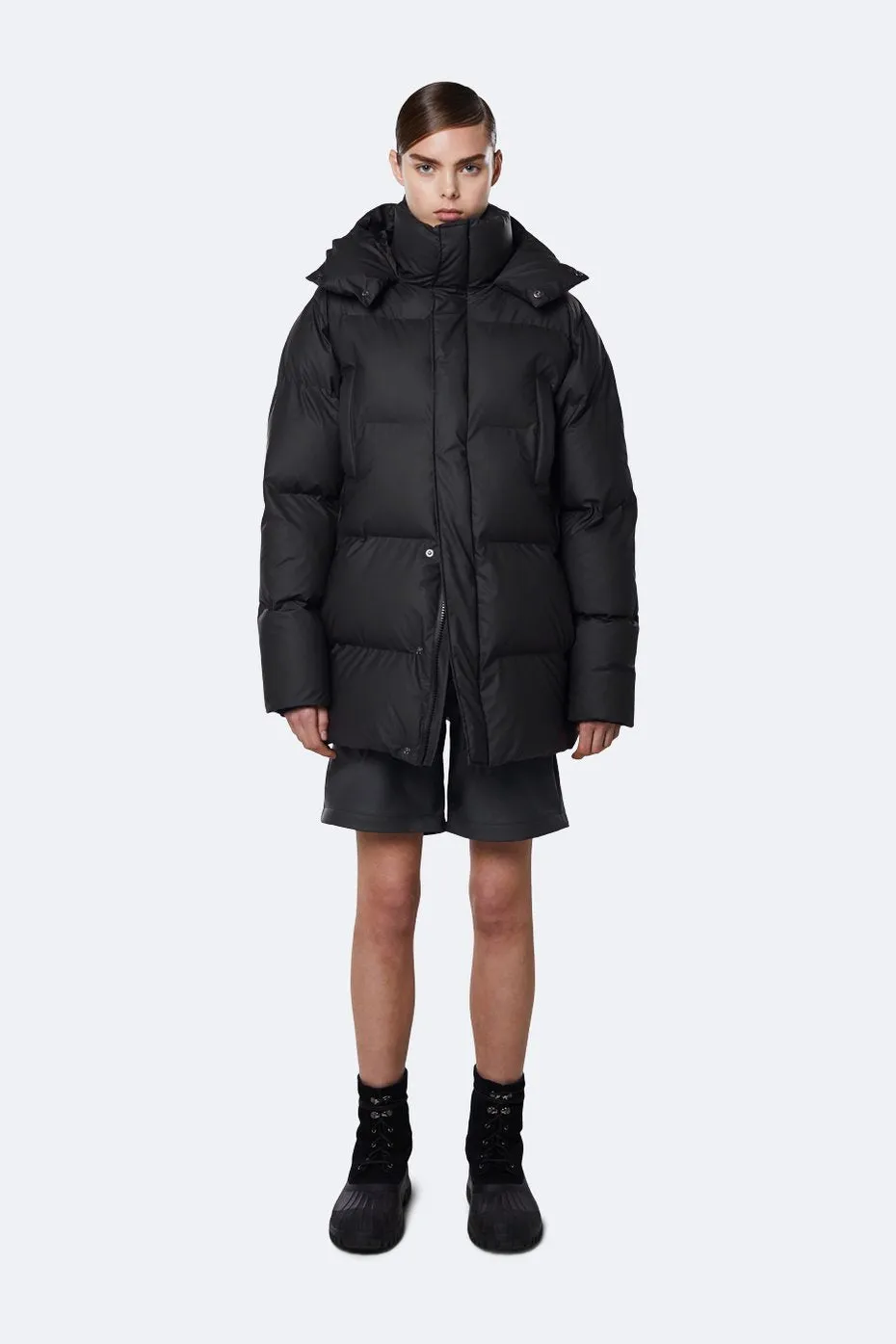 Hooded Puffer Coat - Black