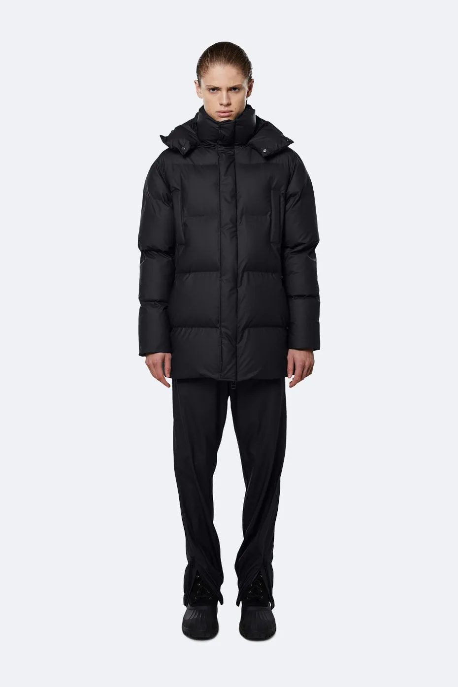 Hooded Puffer Coat - Black