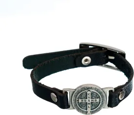 Intercession St Benedict Genuine Leather Protection Bracelet - Made in Brazil