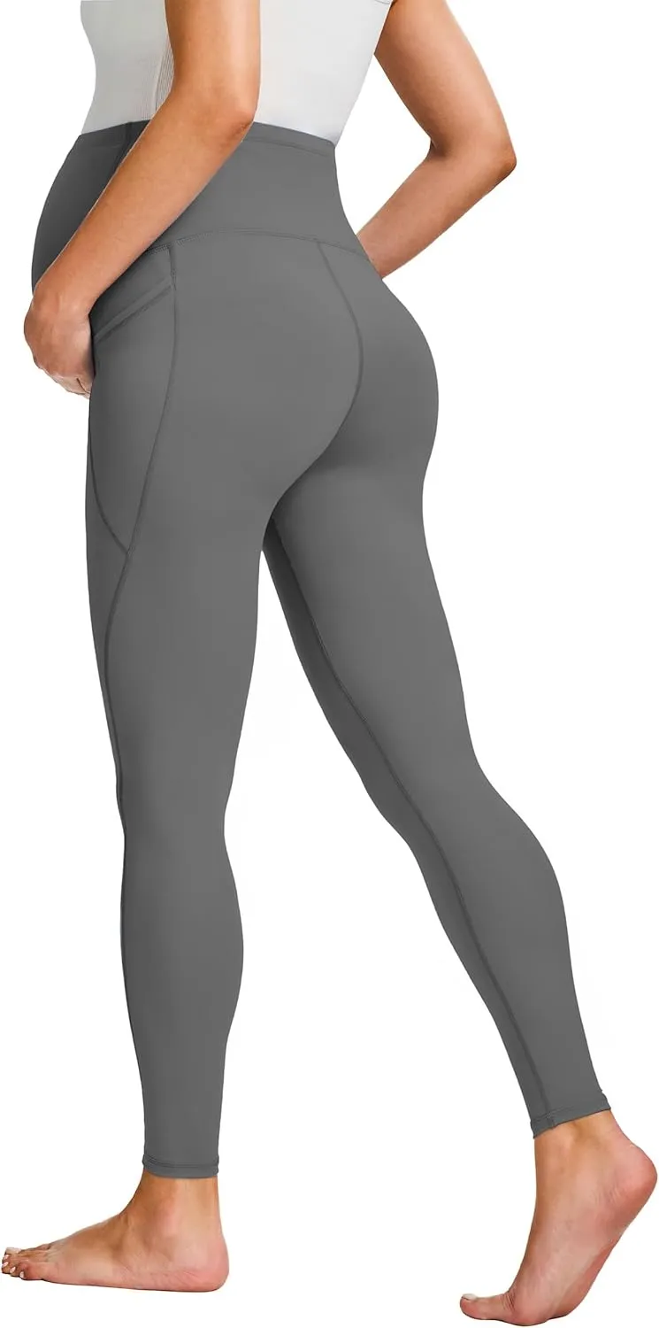 JOYSPELS Smooth Feeling Maternity Leggings Over The Belly with Pockets Workout Pregnancy Leggings