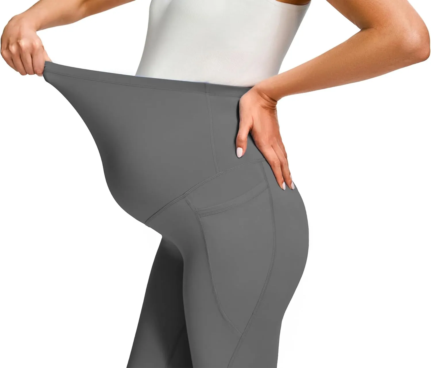 JOYSPELS Smooth Feeling Maternity Leggings Over The Belly with Pockets Workout Pregnancy Leggings