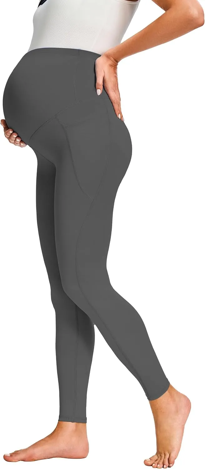 JOYSPELS Smooth Feeling Maternity Leggings Over The Belly with Pockets Workout Pregnancy Leggings