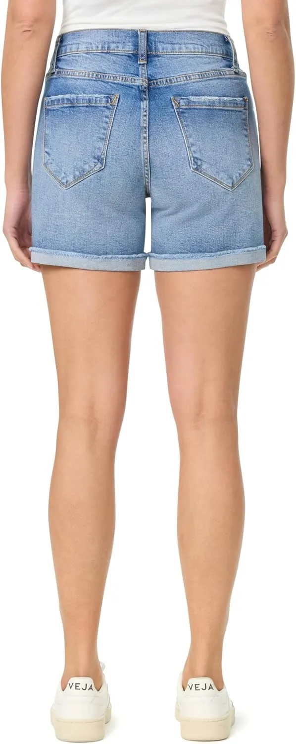 kensie Jeans Shorts for Women 5-Inch Mid Rise Shorts with Single Roll Cuff, Sizes 0-14