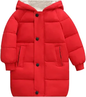 Kids Long Winter Coats Hooded Heavyweight Puffer Coat Warm Padded Jacket for Boys Girls Toddler Parka Snow Outwear