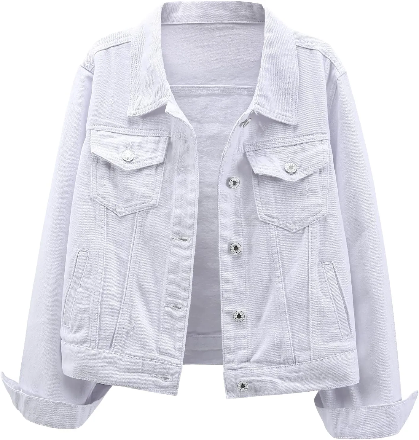 Ladyful Women's Bride Casual Jean Jacket Distressed Ripped Denim Jacket Coat with Pockets