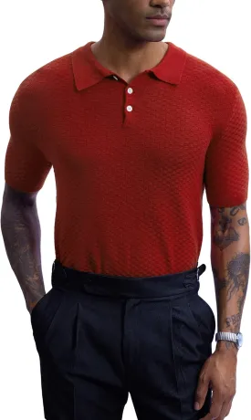 Mainfini Mens Knit Button Polo Shirts Vintage 70s Golf Shirt Casual Beach Vacation Outfit