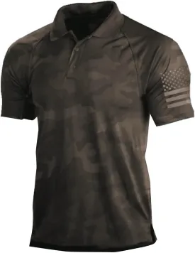 Mens Camo Polo Golf Shirts Combat Camping Hiking American Flag T-Shirts Classic Patriotic Military USA Graphic Tops