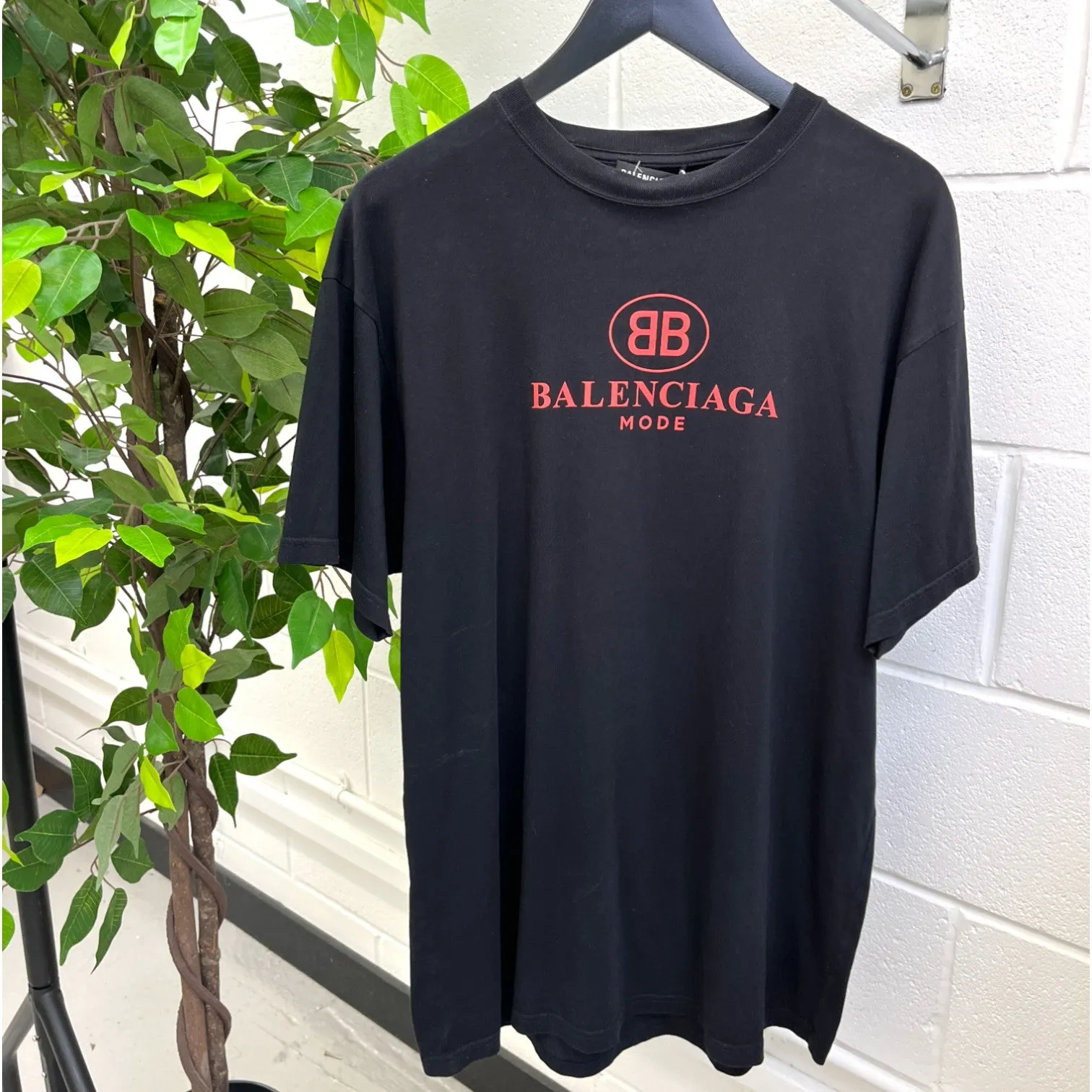Men's Oversized Logo T-Shirt Black Size XS