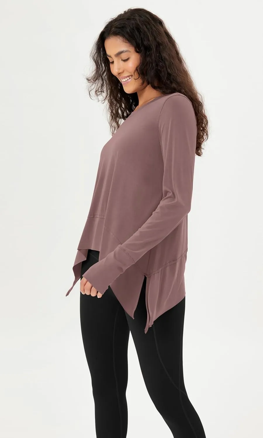 ODODOS Women's Modal Soft Long Sleeve Tee with Thumb Hole Athletic Gym Workout Tops Yoga Shirts