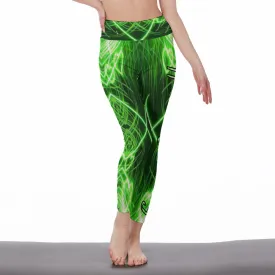 Officially Sexy Neon Green Laser Hearts Collection High Waist Leggings (English)