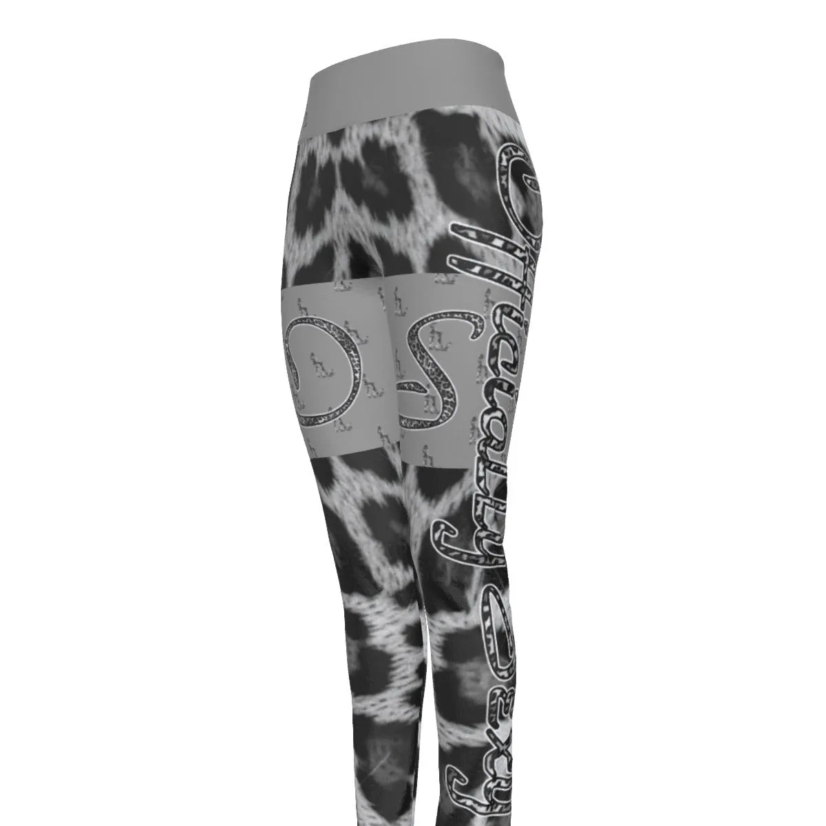 Officially Sexy Snow Leopard Print Collection Women's High Waist Thigh High Booty Popper Leggings #2 (English)