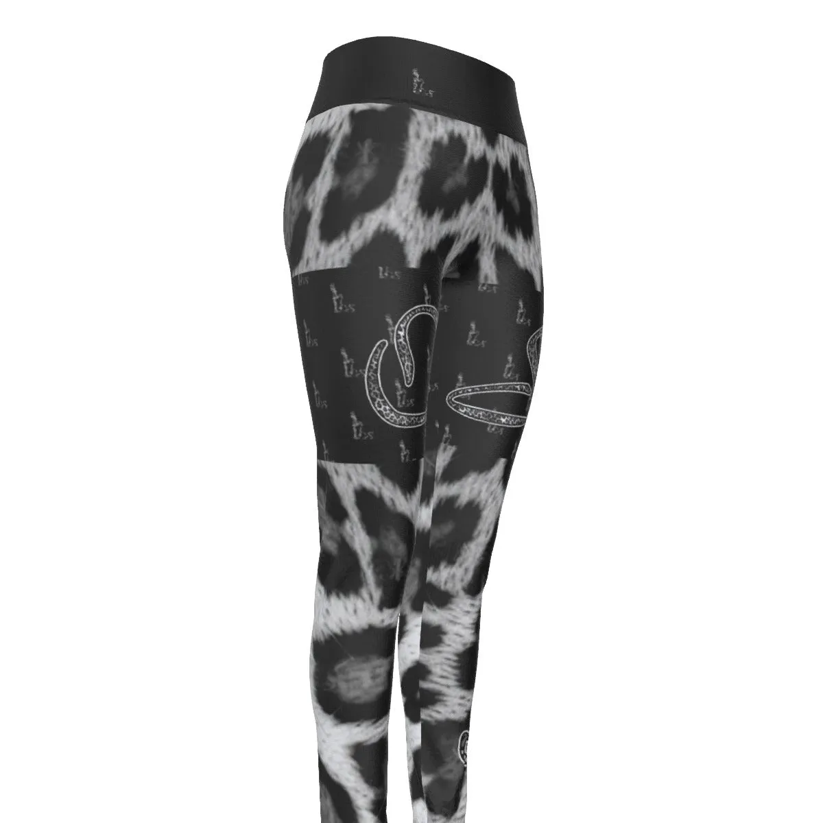 Officially Sexy Snow Leopard Print Collection Women's High Waist Thigh High Booty Popper Leggings #2 (English)