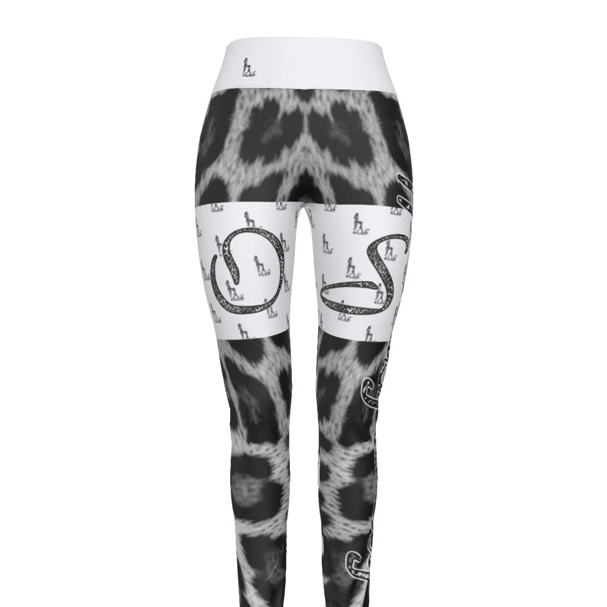 Officially Sexy Snow Leopard Print Collection Women's High Waist Thigh High Booty Popper Leggings #2 (English)