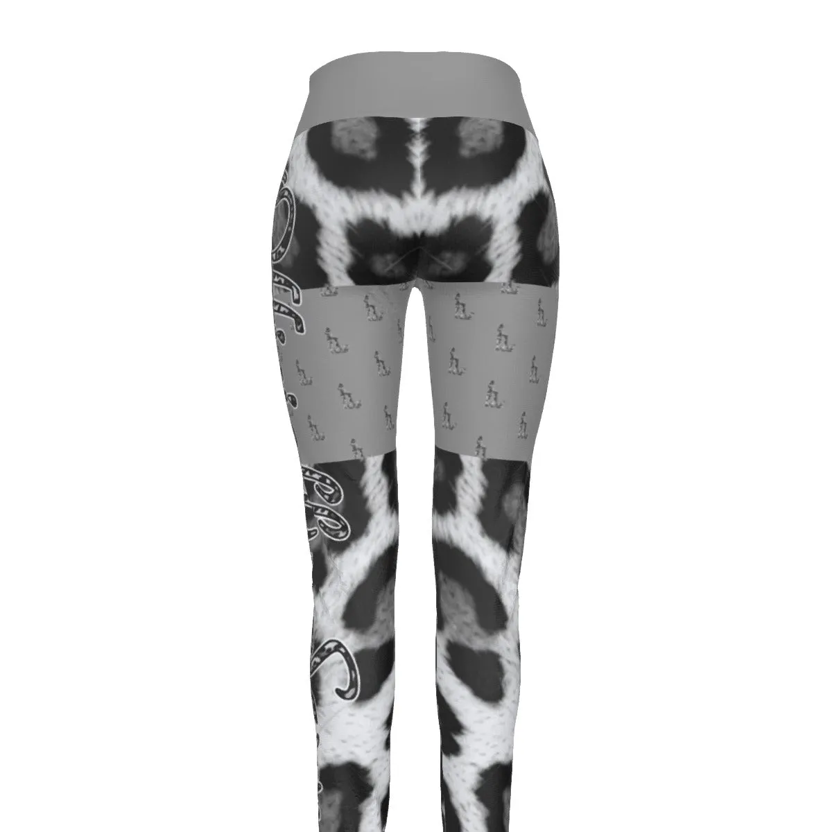 Officially Sexy Snow Leopard Print Collection Women's High Waist Thigh High Booty Popper Leggings #2 (English)