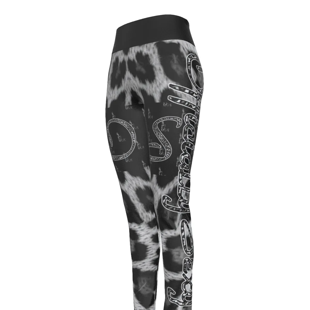 Officially Sexy Snow Leopard Print Collection Women's High Waist Thigh High Booty Popper Leggings #2 (English)