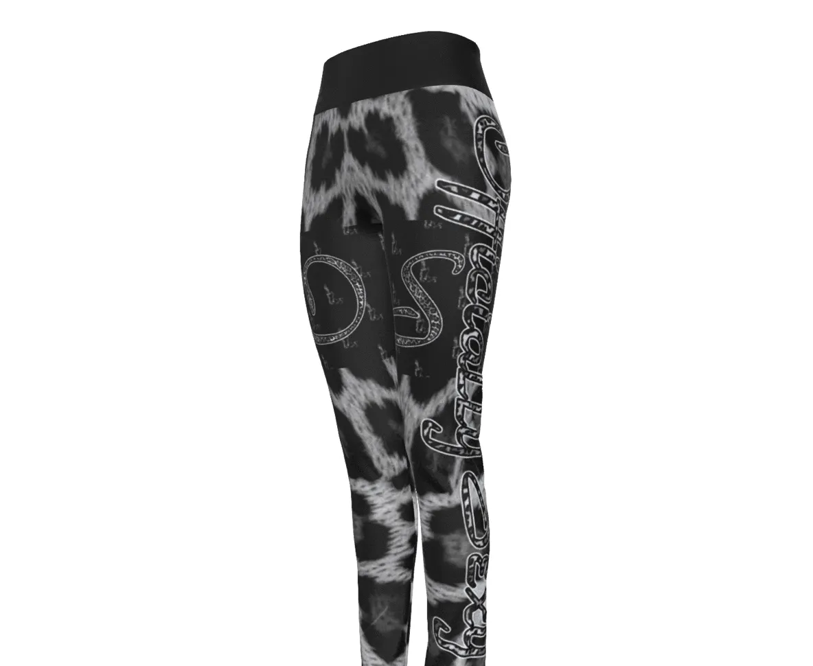 Officially Sexy Snow Leopard Print Collection Women's High Waist Thigh High Booty Popper Leggings #2 (English)