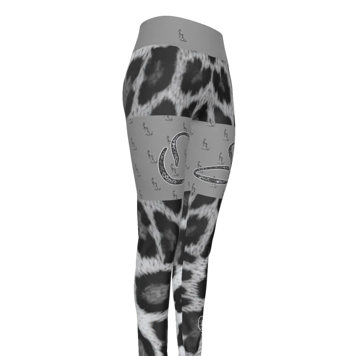 Officially Sexy Snow Leopard Print Collection Women's High Waist Thigh High Booty Popper Leggings #2 (English)