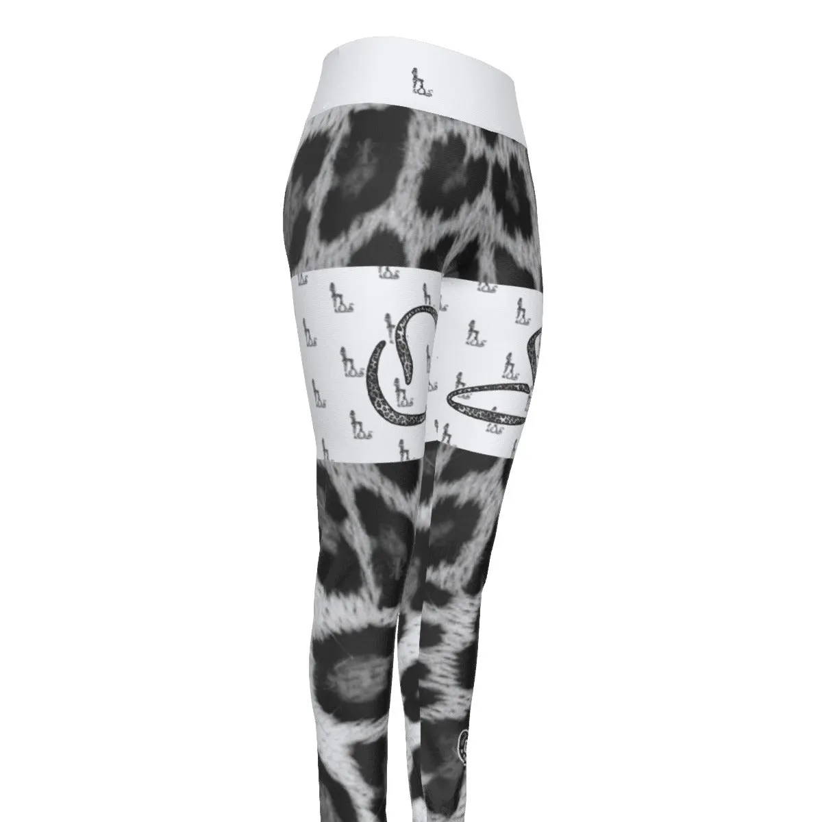 Officially Sexy Snow Leopard Print Collection Women's High Waist Thigh High Booty Popper Leggings #2 (English)