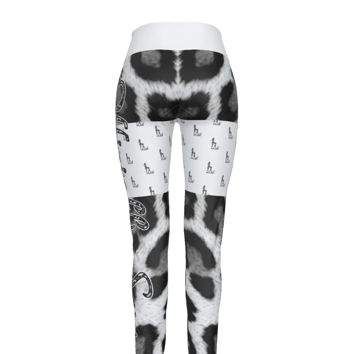 Officially Sexy Snow Leopard Print Collection Women's High Waist Thigh High Booty Popper Leggings #2 (English)