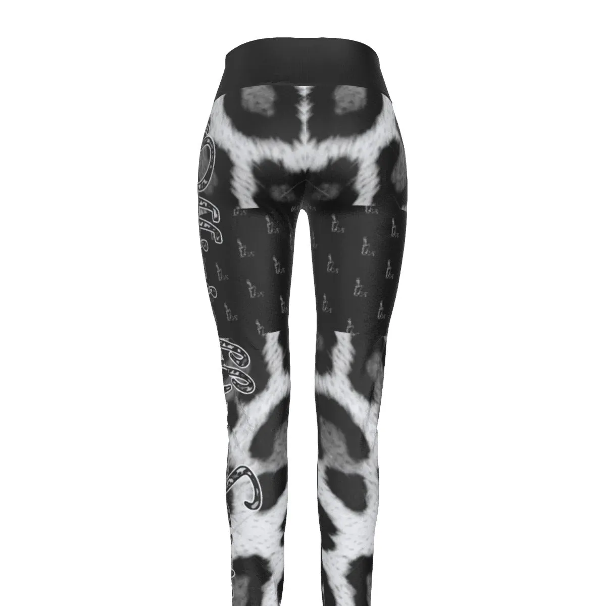 Officially Sexy Snow Leopard Print Collection Women's High Waist Thigh High Booty Popper Leggings #2 (English)