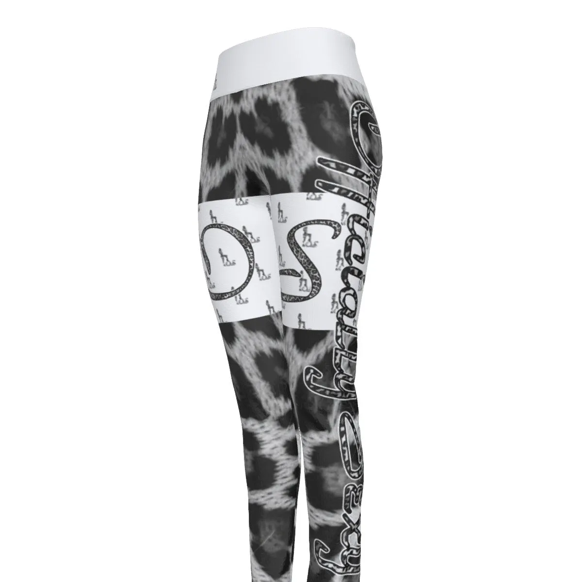 Officially Sexy Snow Leopard Print Collection Women's High Waist Thigh High Booty Popper Leggings #2 (English)