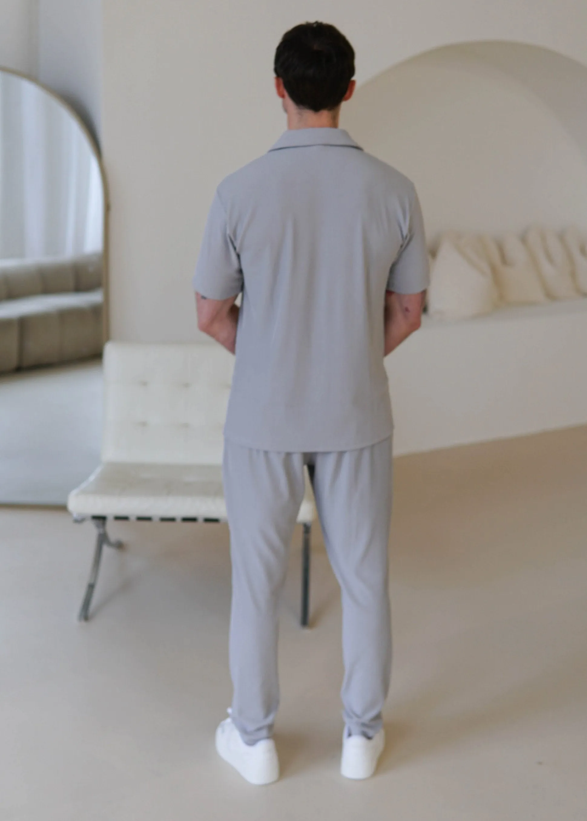 Ribbed Shirt In Light Grey