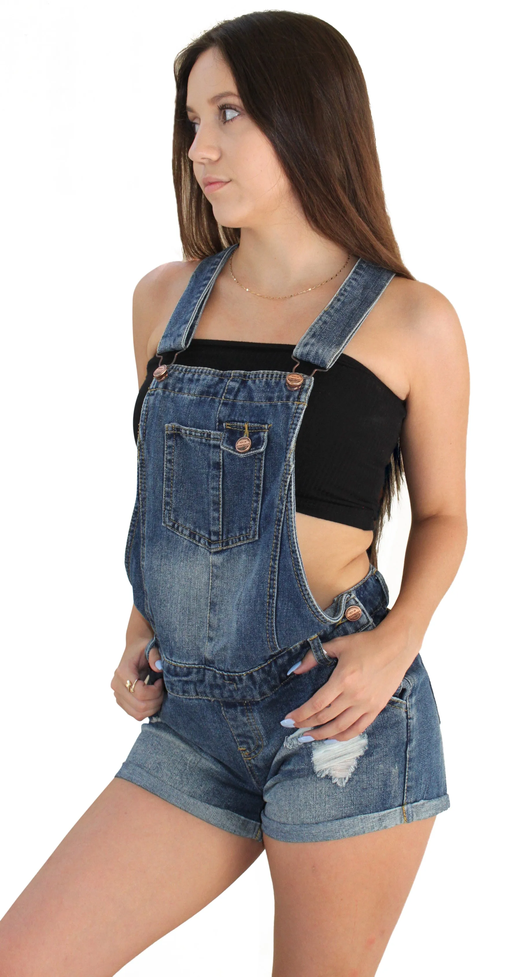 Ripped Overall Shorts