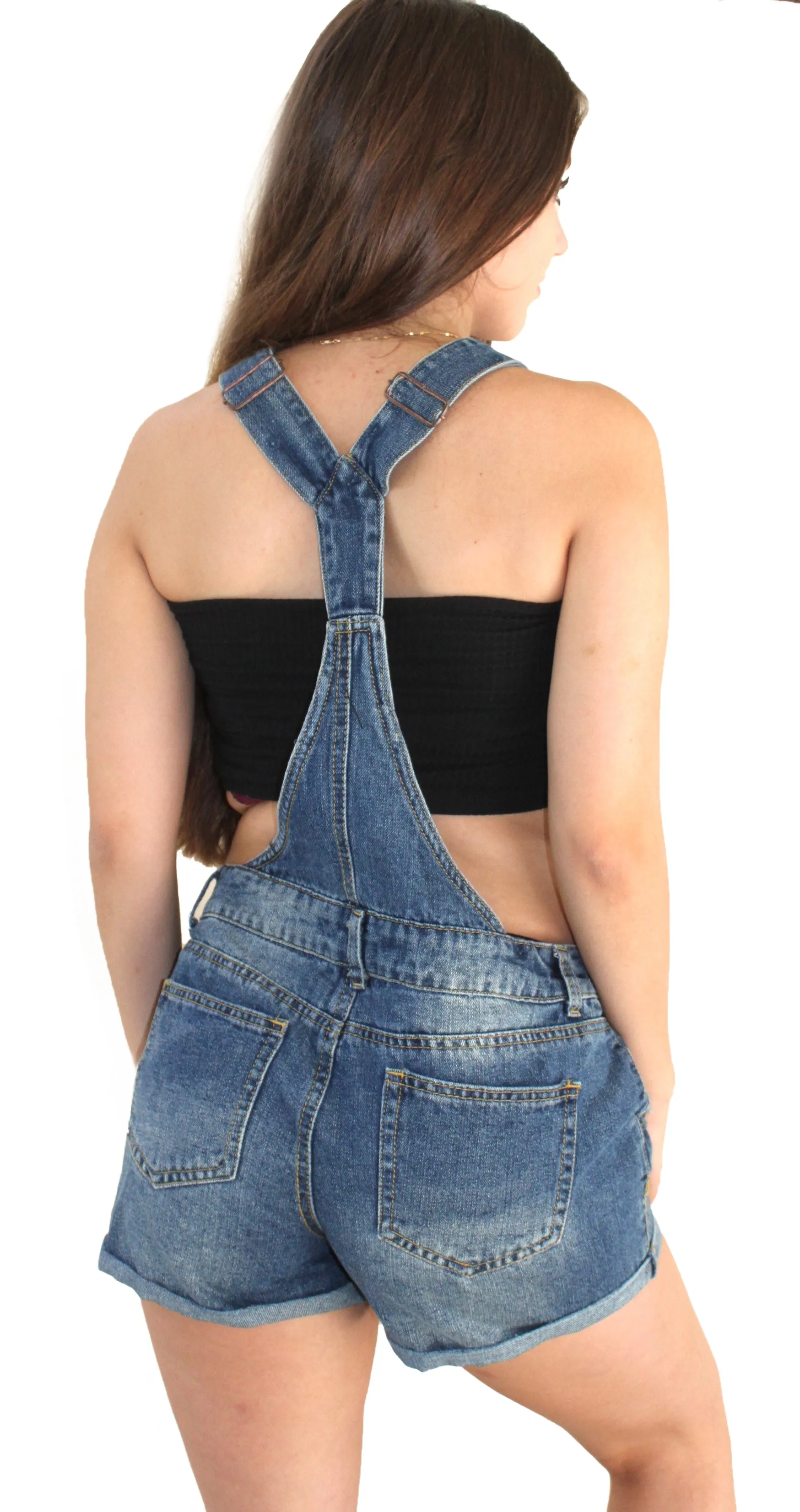 Ripped Overall Shorts