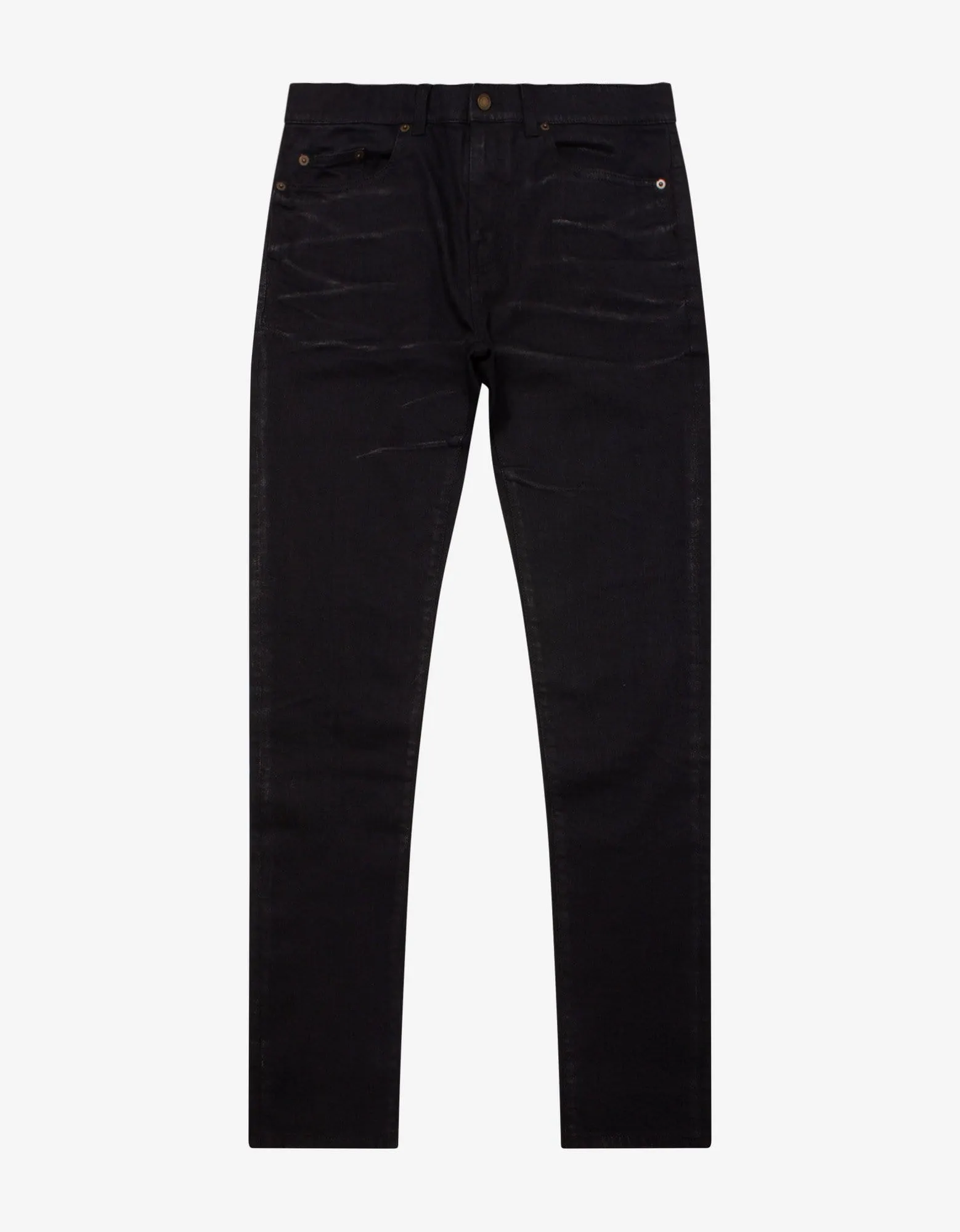 Saint Laurent Black Skinny Jeans with Silver Coating