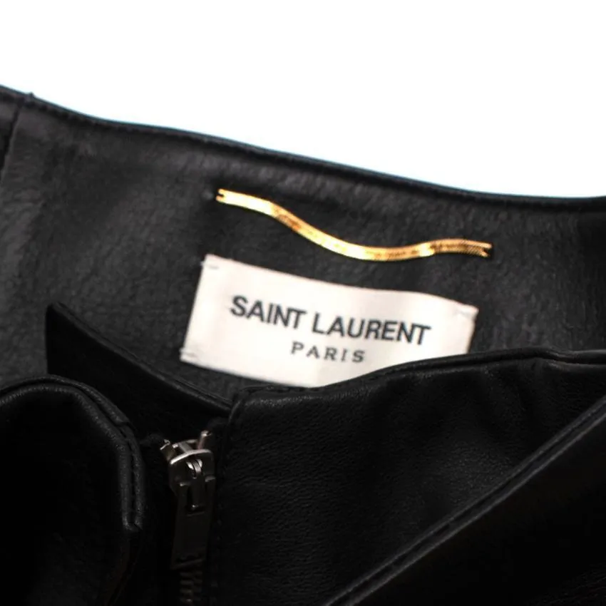 SAINT LAURENT Leather Black Lambskin Corset-waist Trousers Pants F 40 ladies