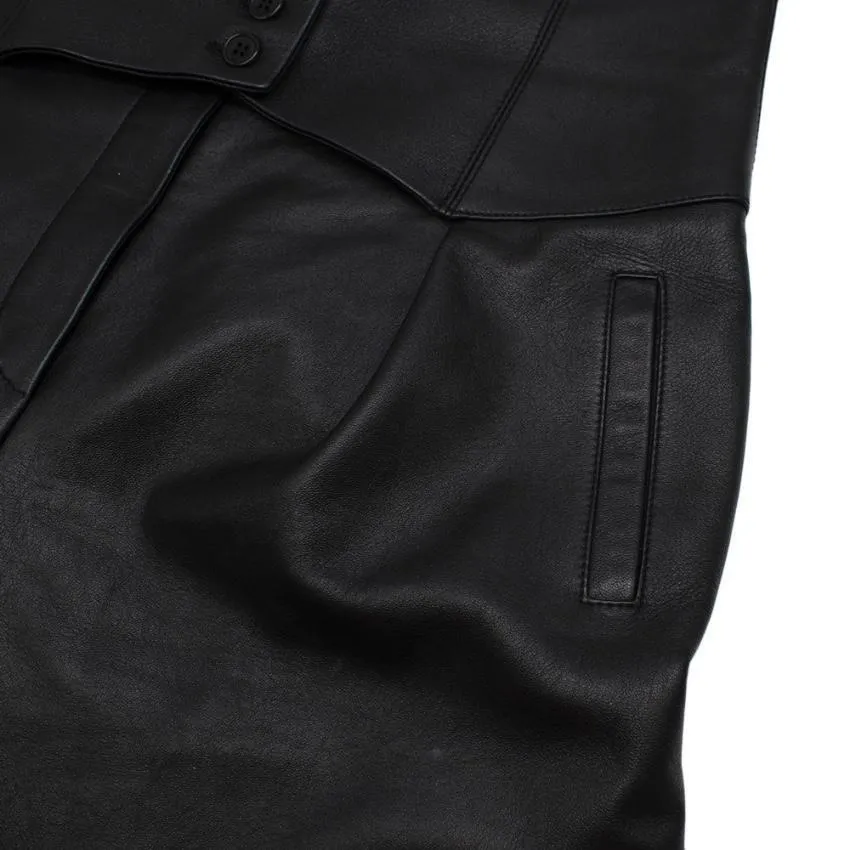 SAINT LAURENT Leather Black Lambskin Corset-waist Trousers Pants F 40 ladies