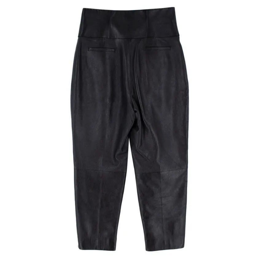 SAINT LAURENT Leather Black Lambskin Corset-waist Trousers Pants F 40 ladies