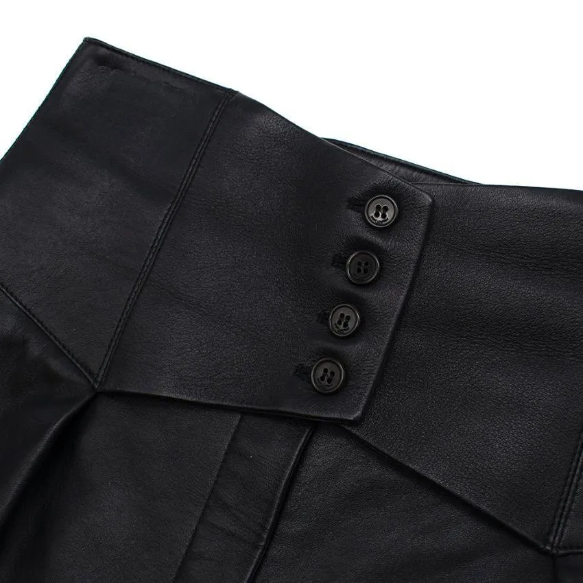 SAINT LAURENT Leather Black Lambskin Corset-waist Trousers Pants F 40 ladies