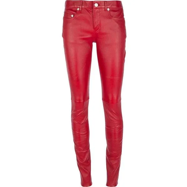 SAINT LAURENT Red Skinny stretch-leather pants Size F 38 UK 10 US 6 LADIES