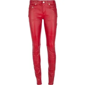SAINT LAURENT Red Skinny stretch-leather pants Size F 38 UK 10 US 6 LADIES