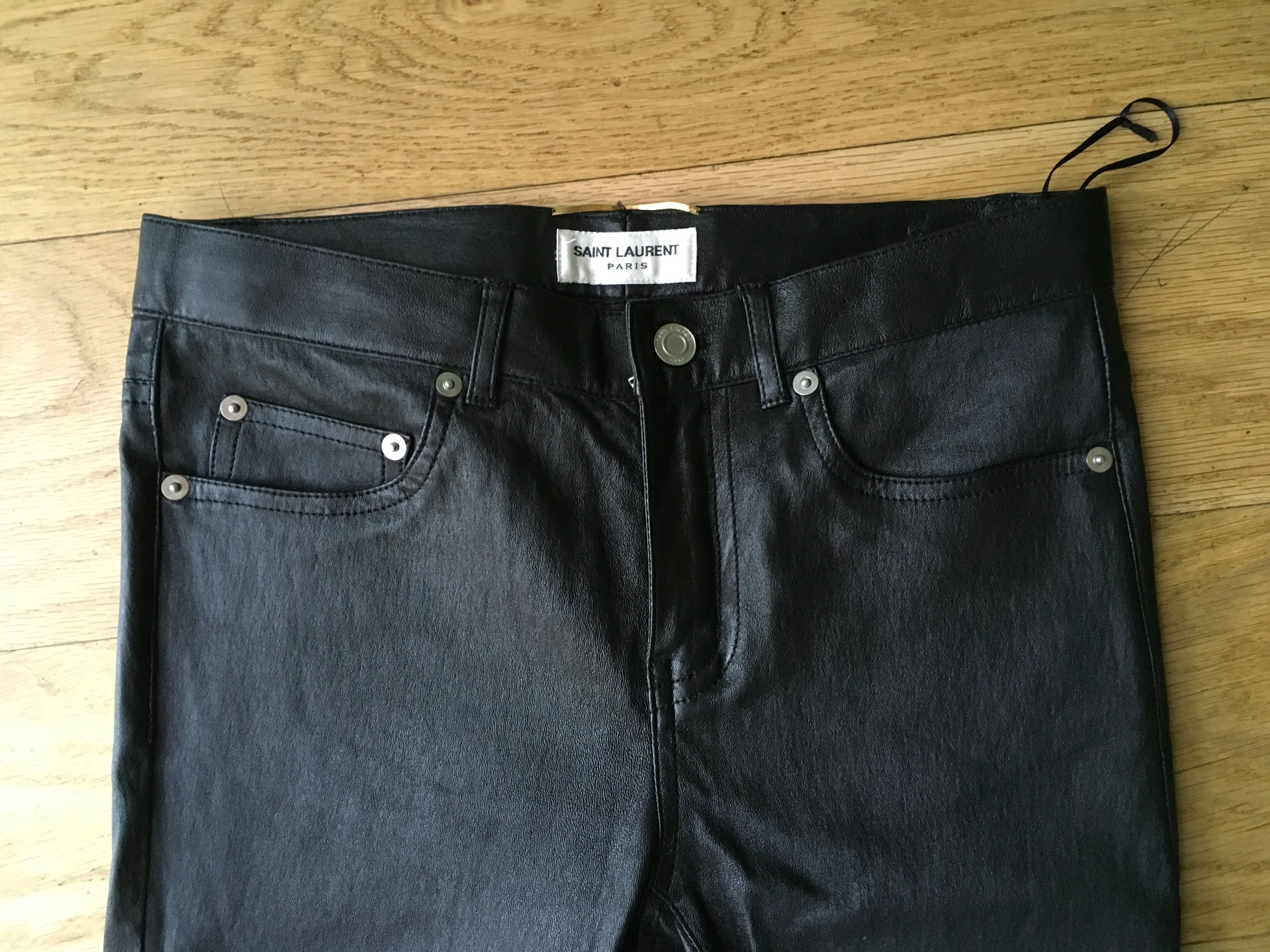 Saint Laurent SOLD OUT Black Leather skinny pants trousers F 38 UK 10 US 6 Ladies