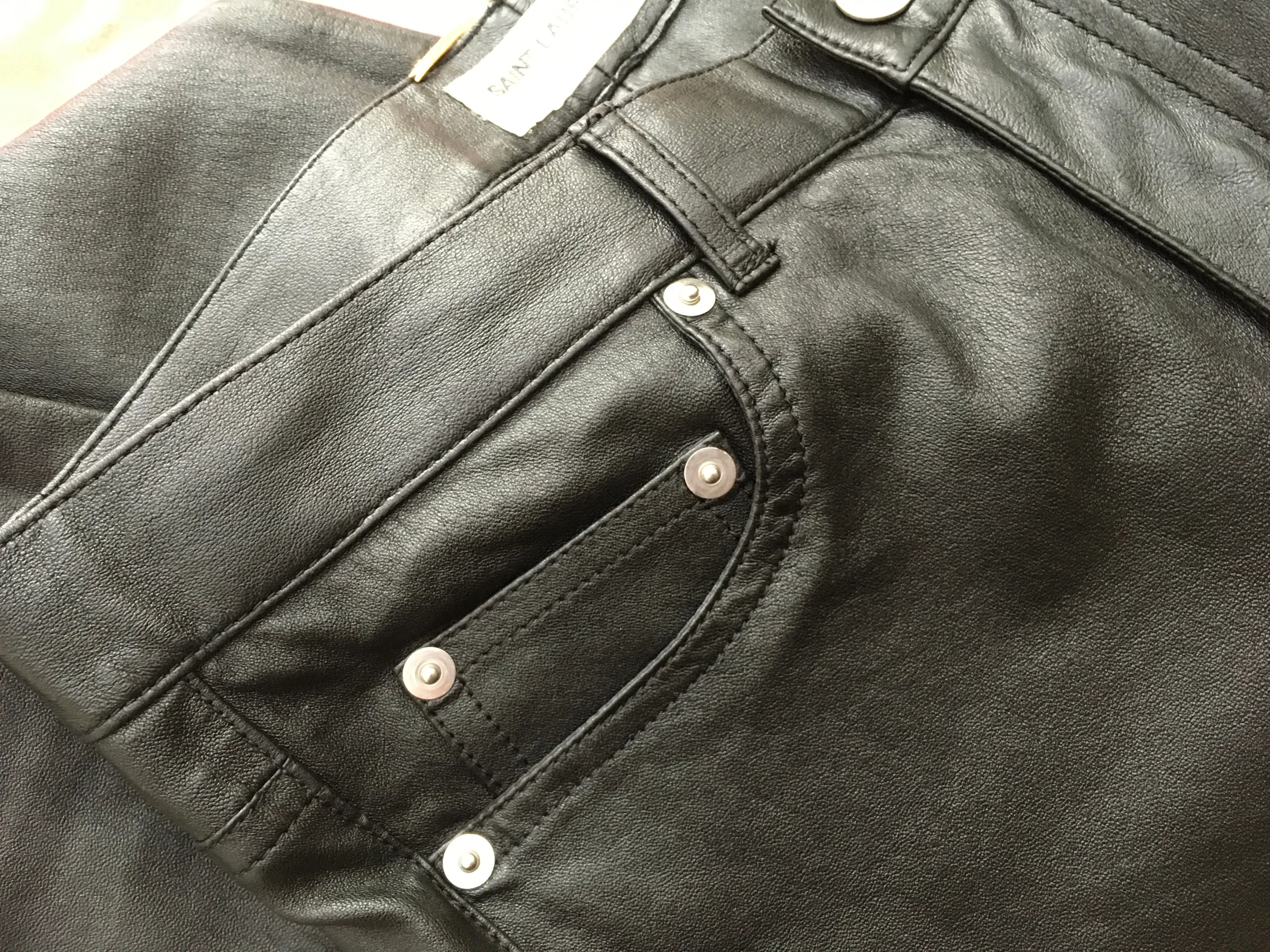 Saint Laurent SOLD OUT Black Leather skinny pants trousers F 38 UK 10 US 6 Ladies