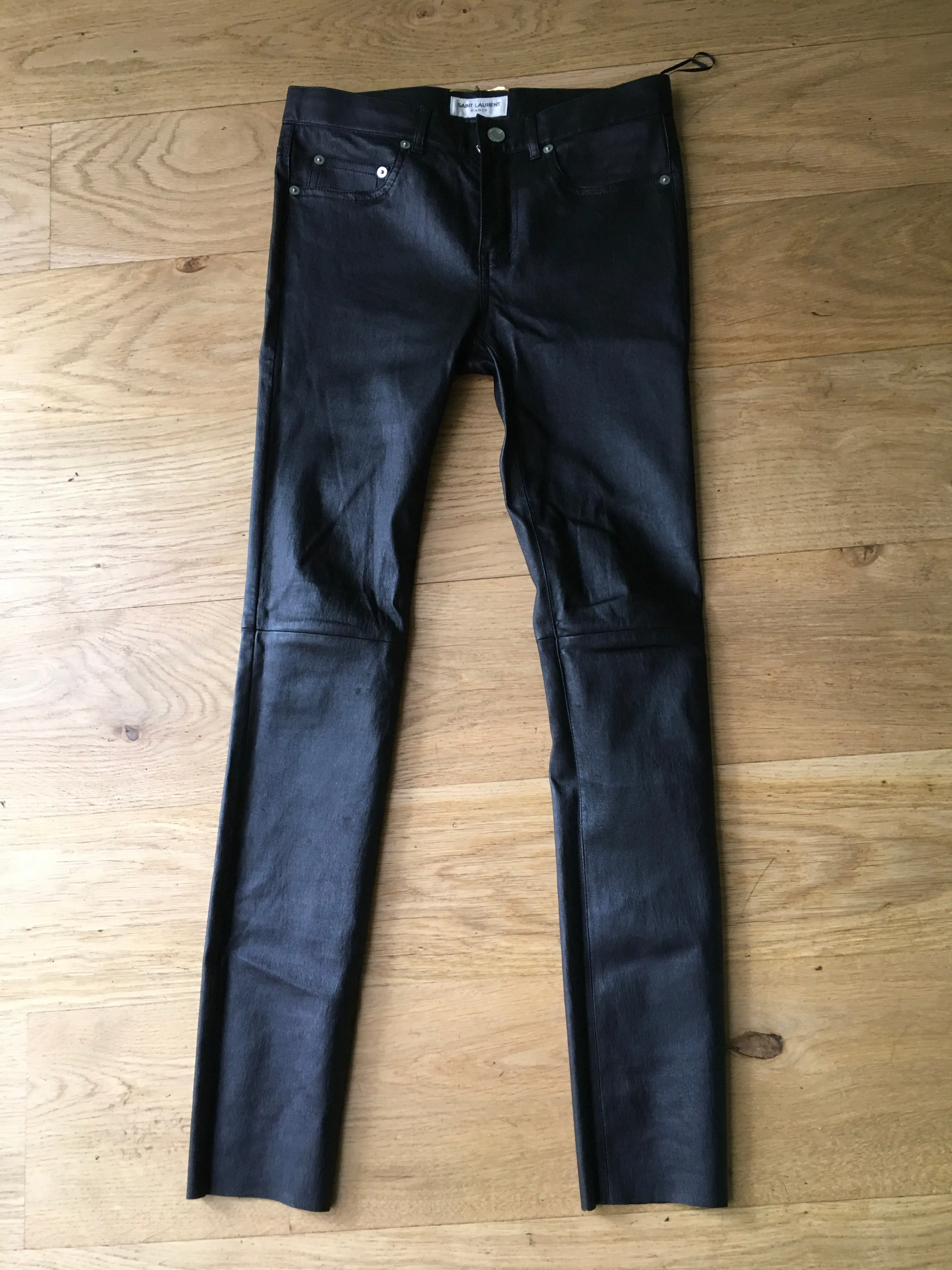 Saint Laurent SOLD OUT Black Leather skinny pants trousers F 38 UK 10 US 6 Ladies