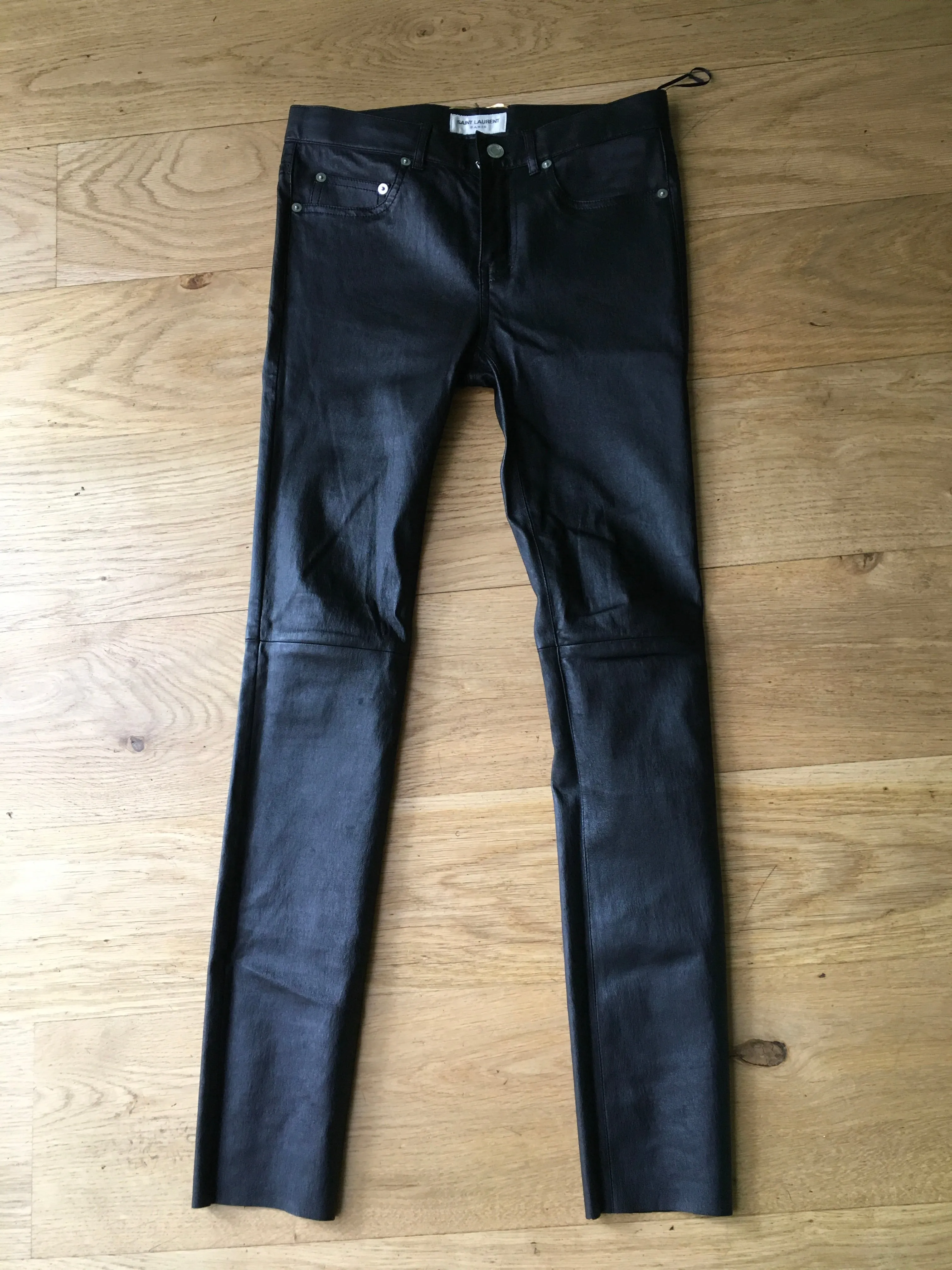 Saint Laurent SOLD OUT Black Leather skinny pants trousers F 38 UK 10 US 6 Ladies