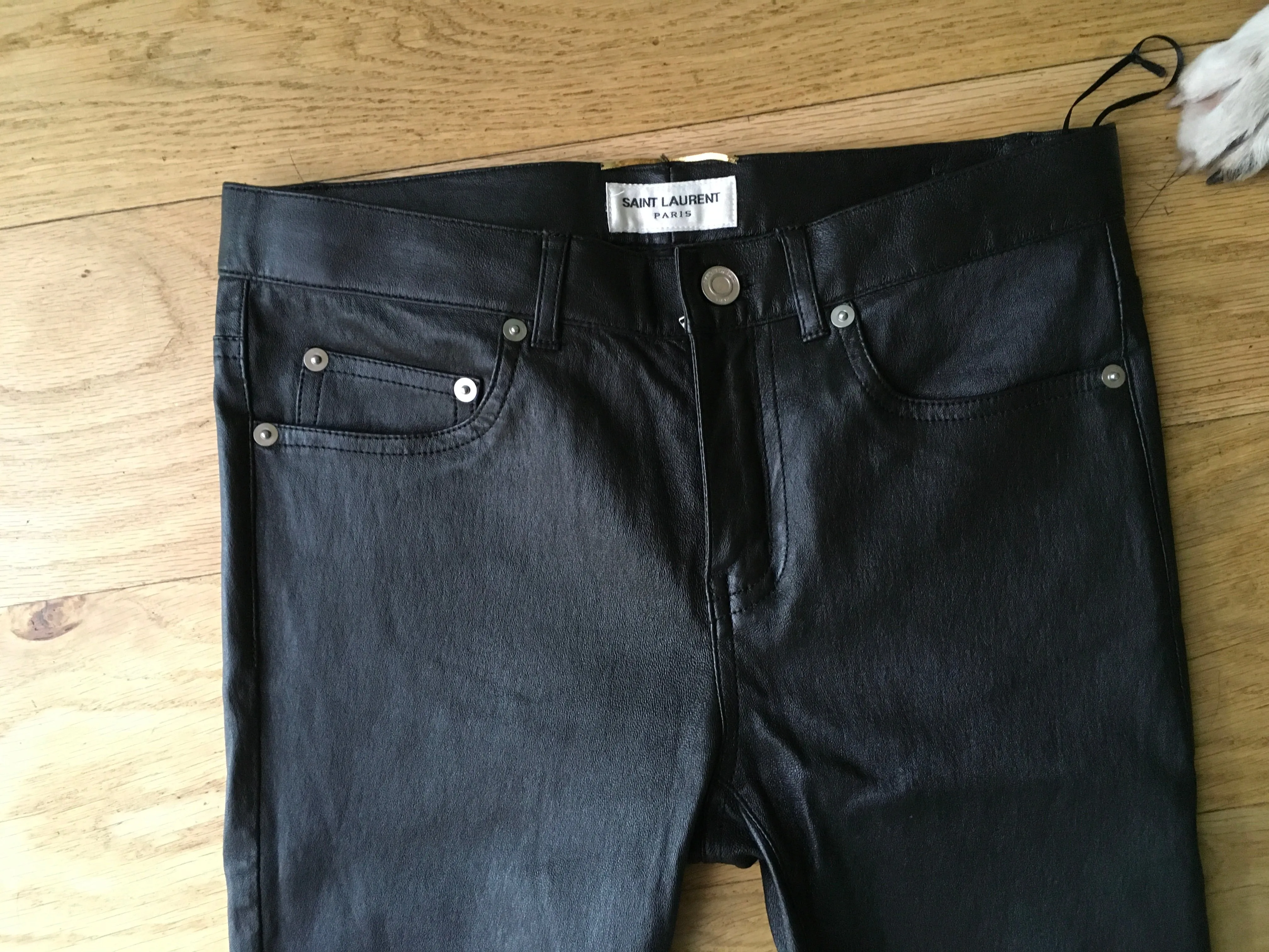 Saint Laurent SOLD OUT Black Leather skinny pants trousers F 38 UK 10 US 6 Ladies