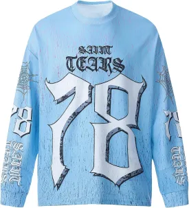 Saint Vintage Long Sleeve Crewneck Graphic Tee Casual Streetwear Oversized Pullover Fashion Top