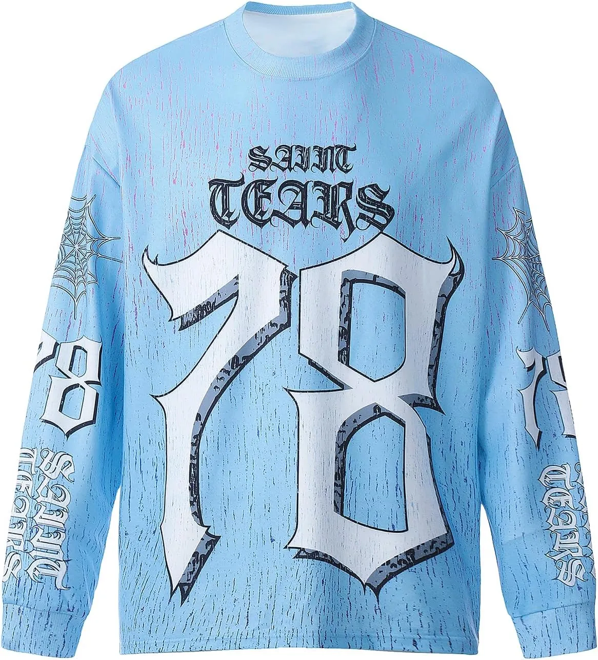 Saint Vintage Long Sleeve Crewneck Graphic Tee Casual Streetwear Oversized Pullover Fashion Top