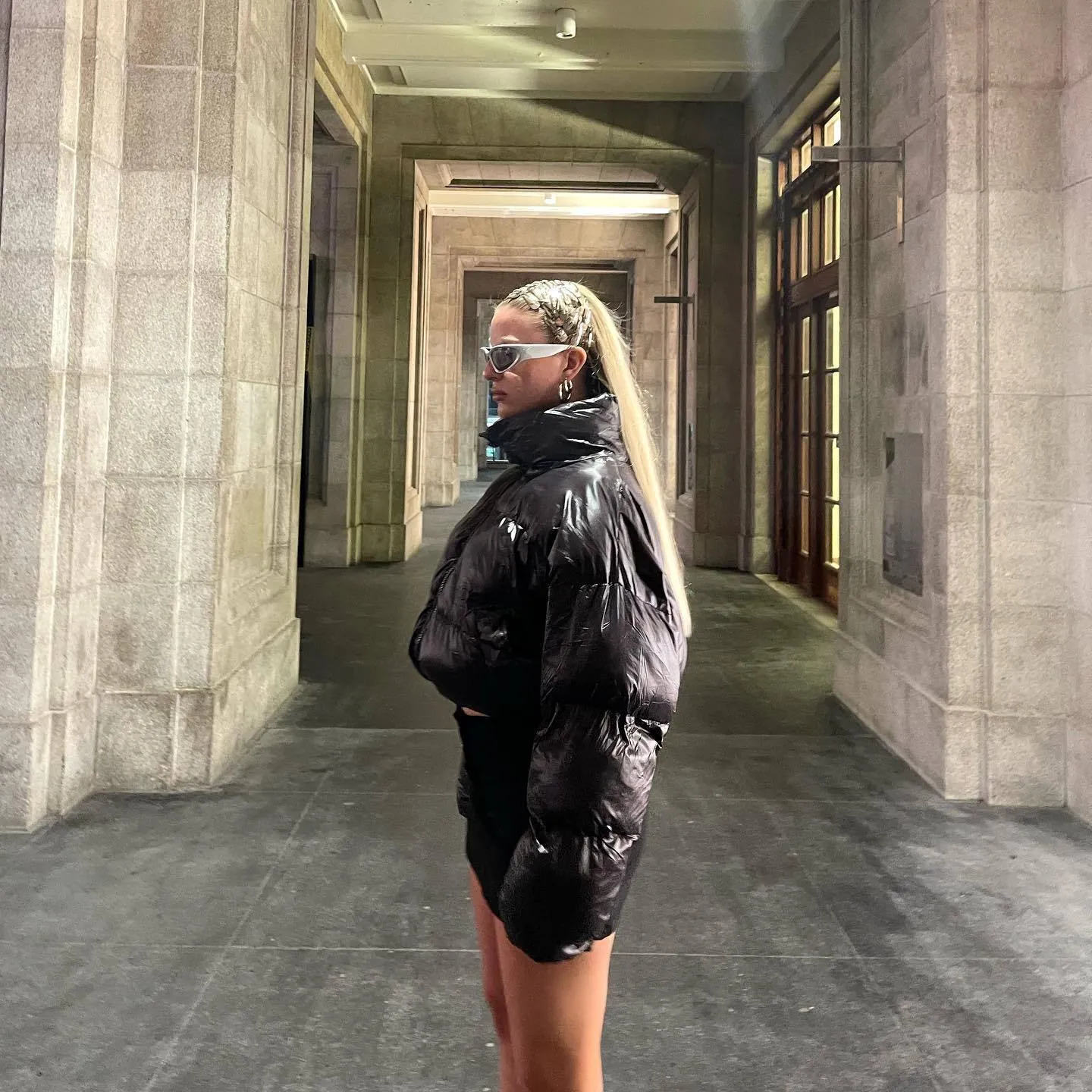 Short Cotton Puffer Zip Up Coat