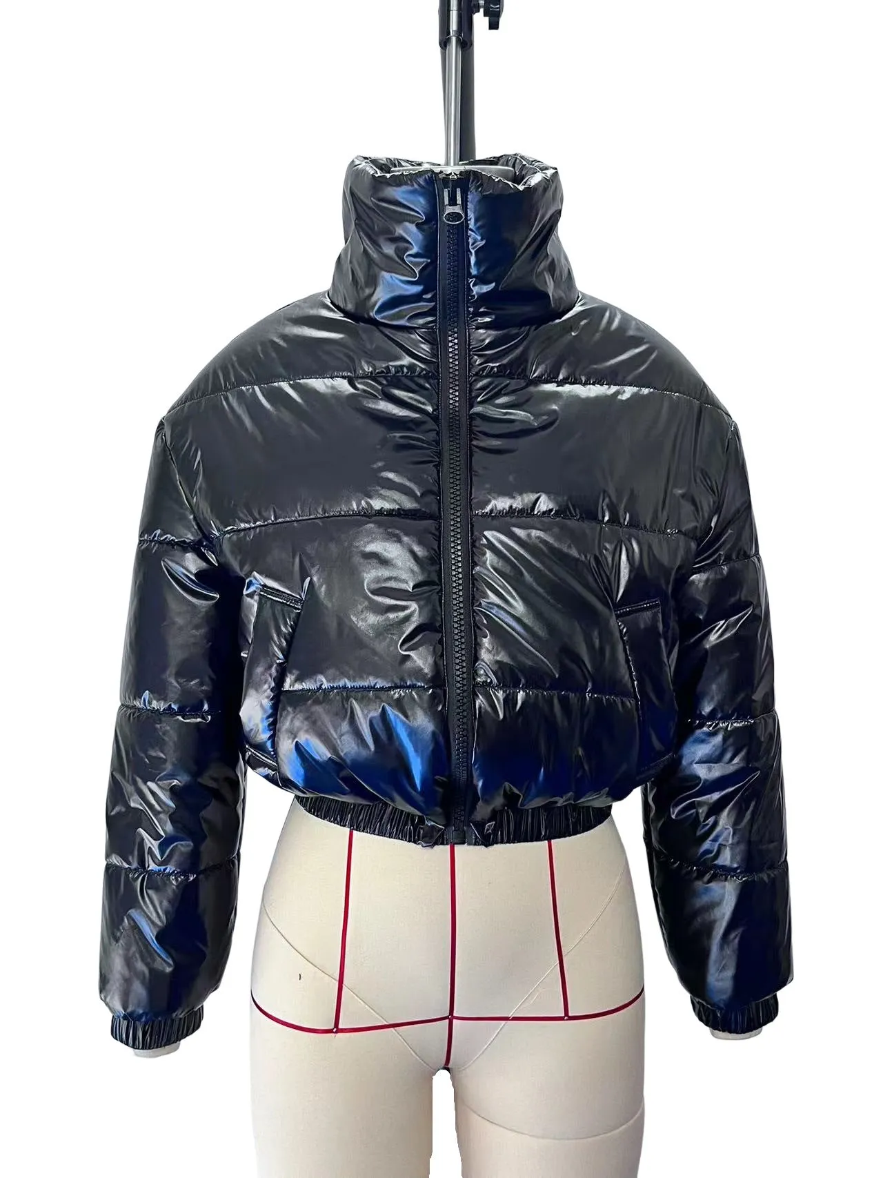 Short Cotton Puffer Zip Up Coat