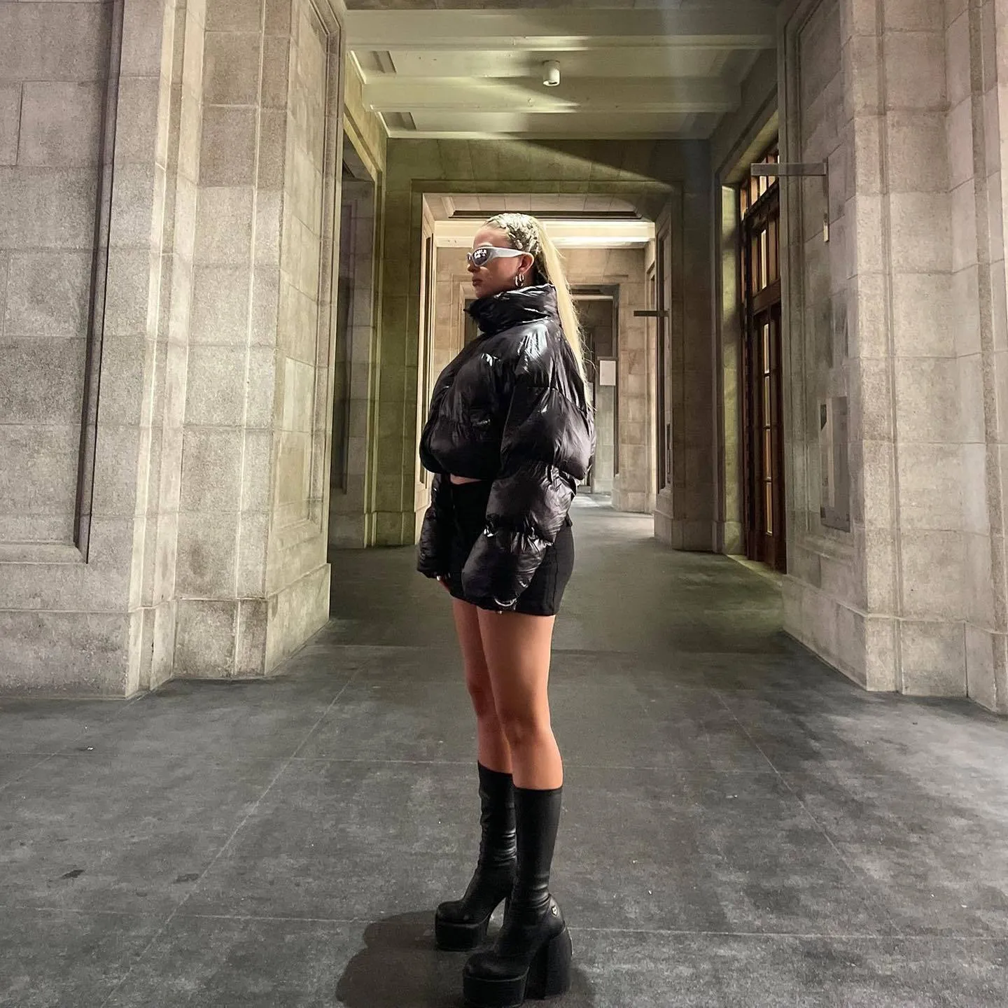 Short Cotton Puffer Zip Up Coat