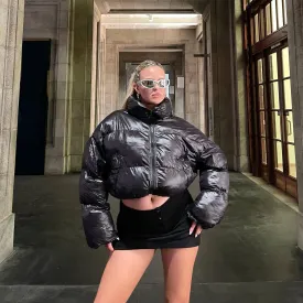 Short Cotton Puffer Zip Up Coat