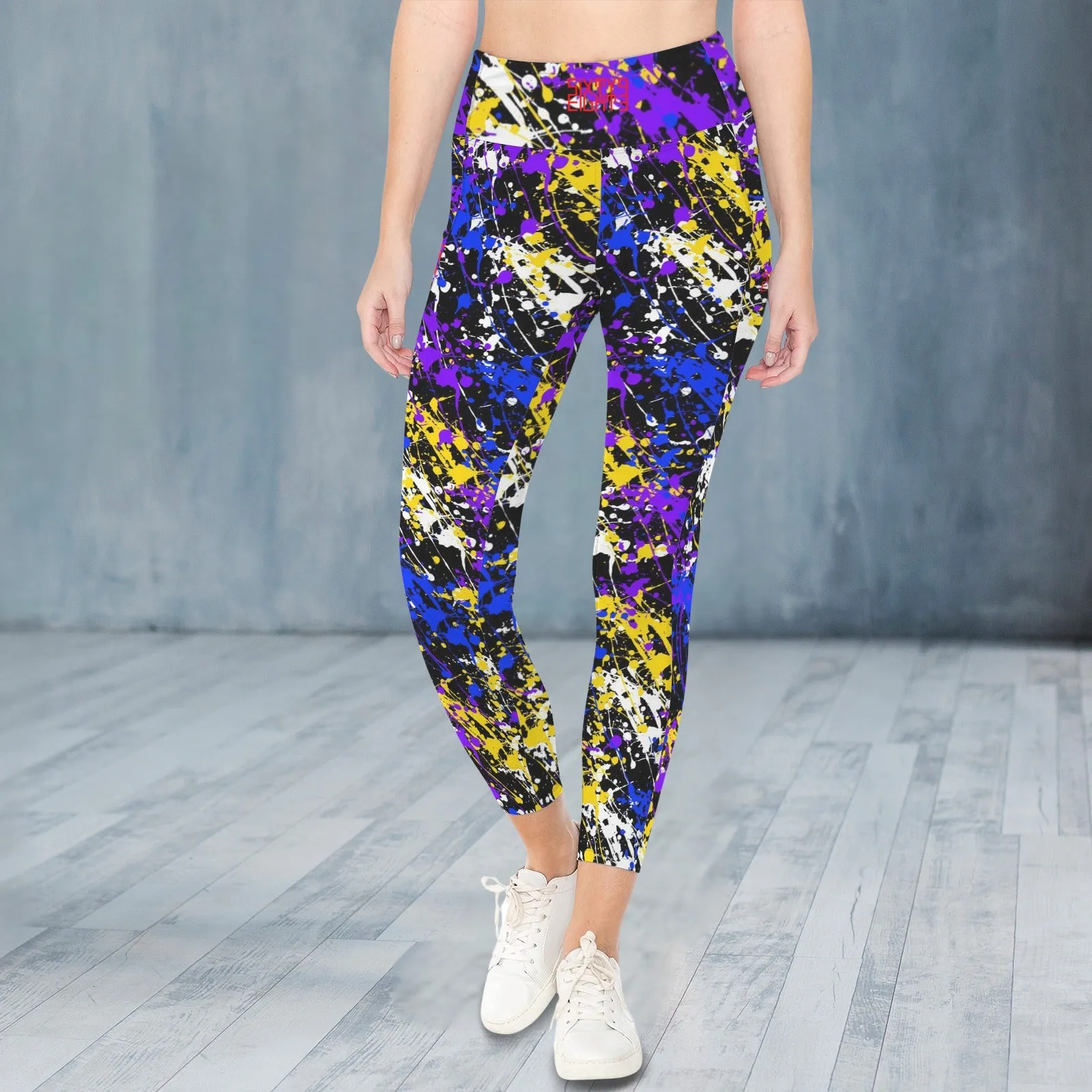 Sixty Eight 93 Logo Red Drip #1 High Waist Pockets Leggings